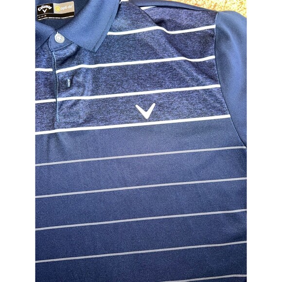 Callaway Size Medium Opti-Dri Stretch Golf Shirt Blue White stripes - Picture 3 of 4